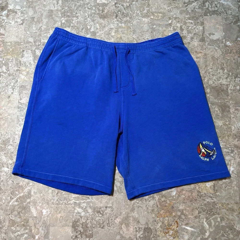 Polo Ralph Lauren Shorts Mens 2XLT 2XL Tall Blue Yacht Club Sailing Terry